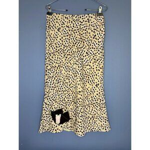 Cupcakes & Cashmere Skirt Womens 6 Cheetah Print Midi Boho Rockabilly Velvet Lip